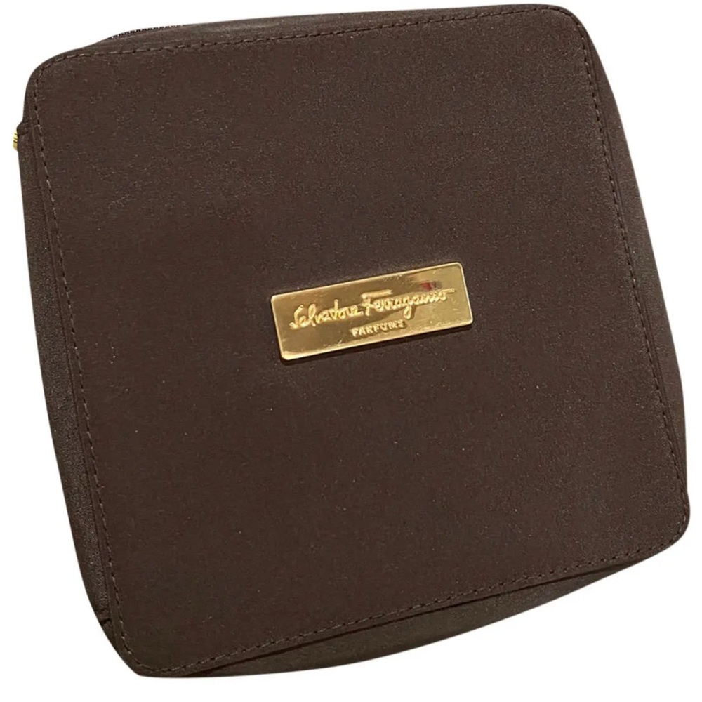 Salvatore Ferragamo Brown Pouch with Gold Details